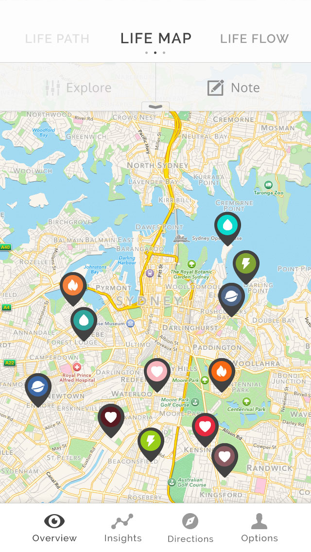 Life Map screen in RealifeChange